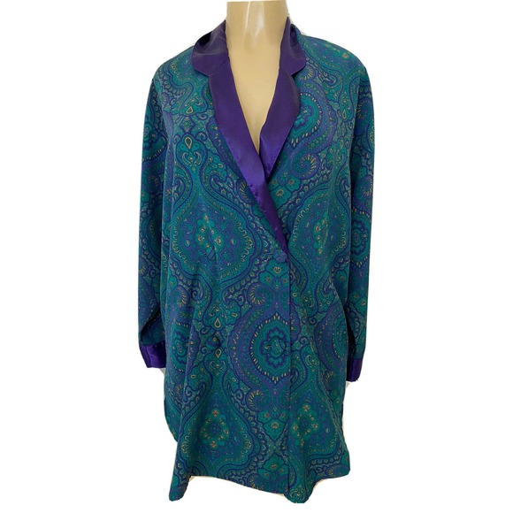 Victoria Secret Gold Label Double Breasted Robe Paisley Silky Long Sleev… - Picture 1 of 5